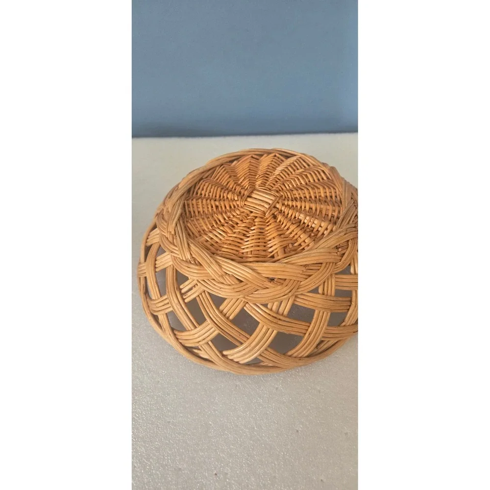Vintage Woven Wicker Basket Set of 3 Natural Wood Boho Home Decor Organizers